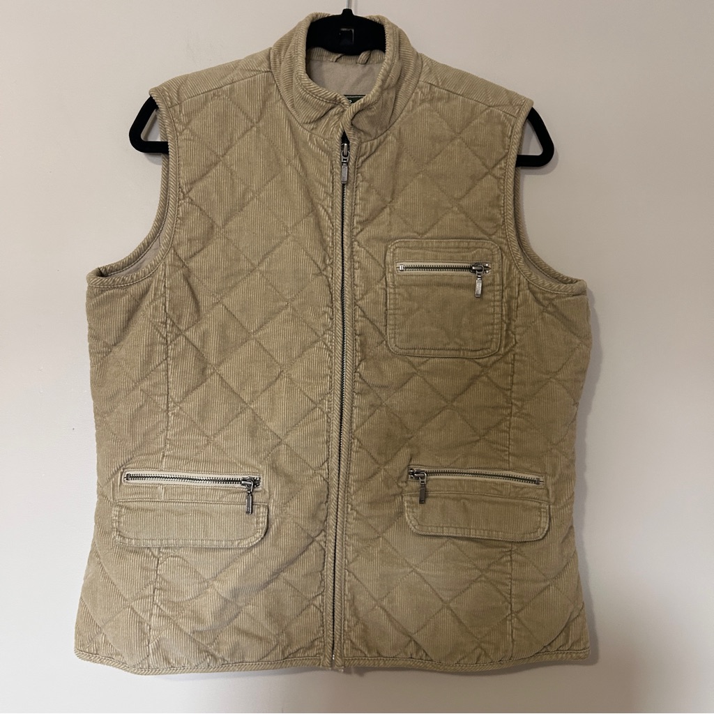 Eddie Baur Vintage Brown Corduroy Quilted Vest Size Large